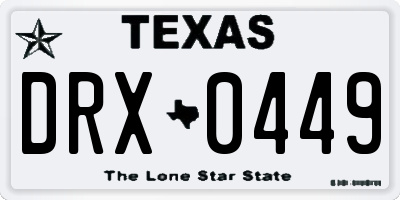 TX license plate DRX0449