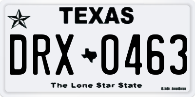 TX license plate DRX0463