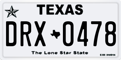 TX license plate DRX0478