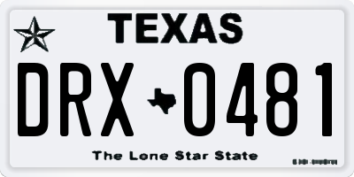 TX license plate DRX0481