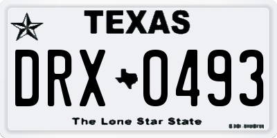 TX license plate DRX0493
