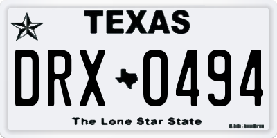 TX license plate DRX0494