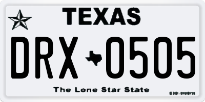 TX license plate DRX0505