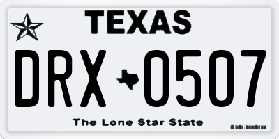 TX license plate DRX0507