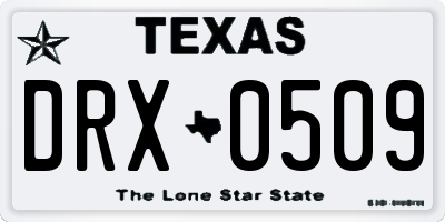 TX license plate DRX0509
