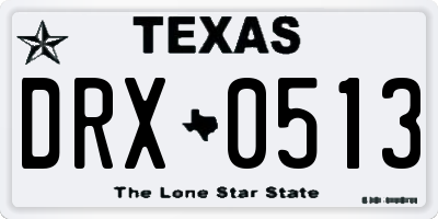 TX license plate DRX0513