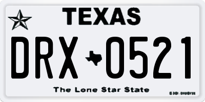 TX license plate DRX0521