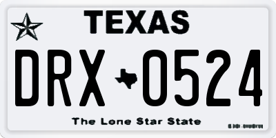TX license plate DRX0524