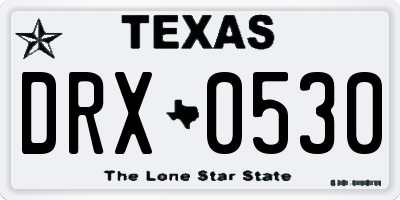 TX license plate DRX0530