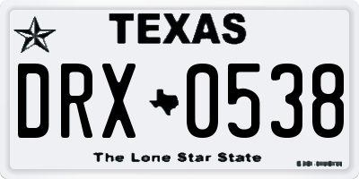 TX license plate DRX0538
