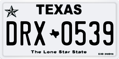 TX license plate DRX0539