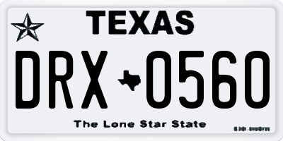 TX license plate DRX0560