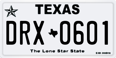 TX license plate DRX0601