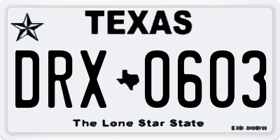 TX license plate DRX0603