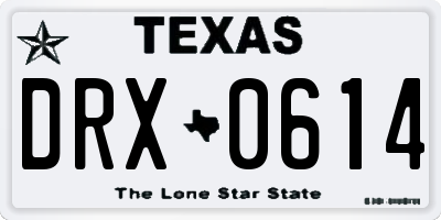 TX license plate DRX0614