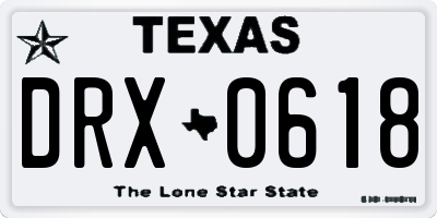 TX license plate DRX0618