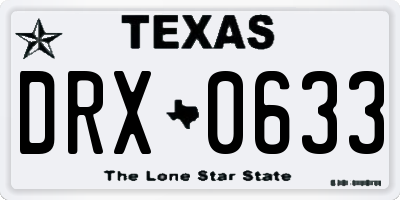 TX license plate DRX0633