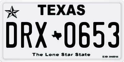 TX license plate DRX0653