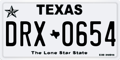 TX license plate DRX0654