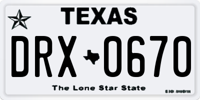 TX license plate DRX0670