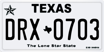 TX license plate DRX0703