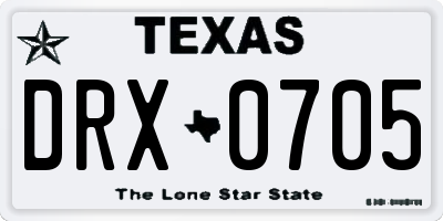 TX license plate DRX0705