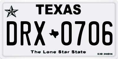 TX license plate DRX0706