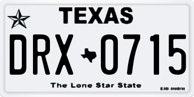 TX license plate DRX0715
