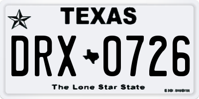 TX license plate DRX0726