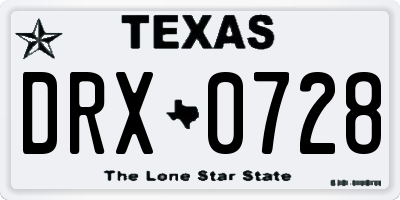 TX license plate DRX0728