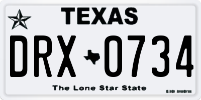 TX license plate DRX0734