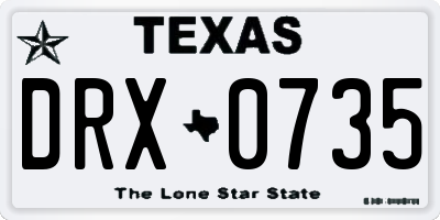 TX license plate DRX0735