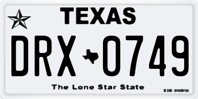 TX license plate DRX0749