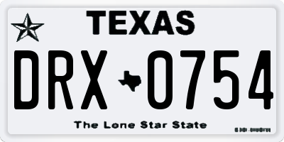 TX license plate DRX0754