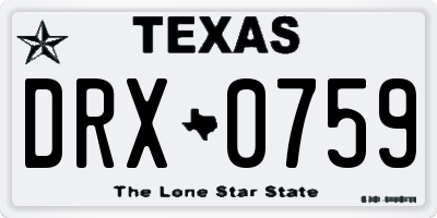 TX license plate DRX0759