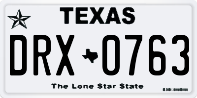 TX license plate DRX0763