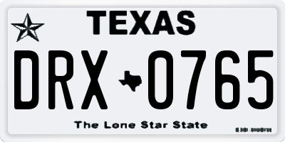 TX license plate DRX0765