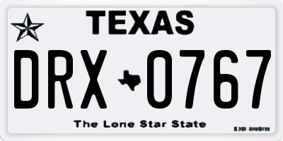TX license plate DRX0767