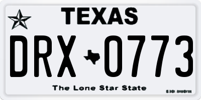 TX license plate DRX0773