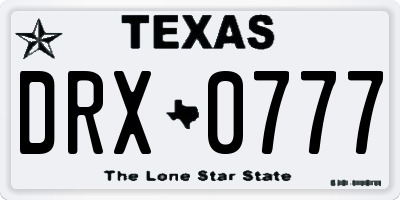 TX license plate DRX0777