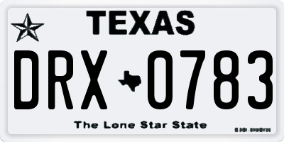 TX license plate DRX0783
