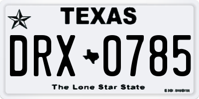 TX license plate DRX0785