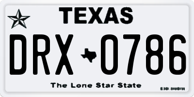 TX license plate DRX0786