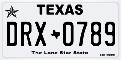 TX license plate DRX0789
