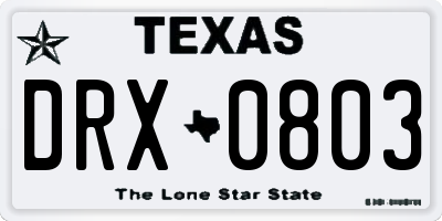 TX license plate DRX0803