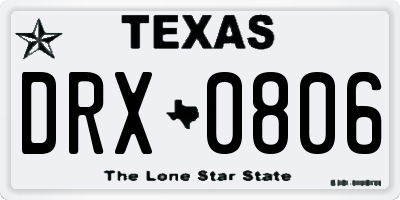 TX license plate DRX0806