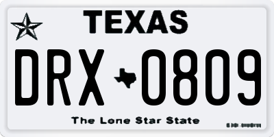TX license plate DRX0809