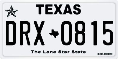 TX license plate DRX0815