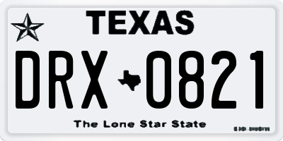 TX license plate DRX0821