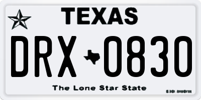 TX license plate DRX0830